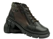 Półbuty damskie - Półbuty Damskie - AXEL 4493, Czarno-brązowe Na Zamek Polska Marka - miniaturka - grafika 1