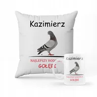 Gadżety dla niej i dla niego - ZESTAW PODUSZKA + KUBEK Prezent Dla Gołębiarza Hodowca Gołębi + IMIĘ - miniaturka - grafika 1