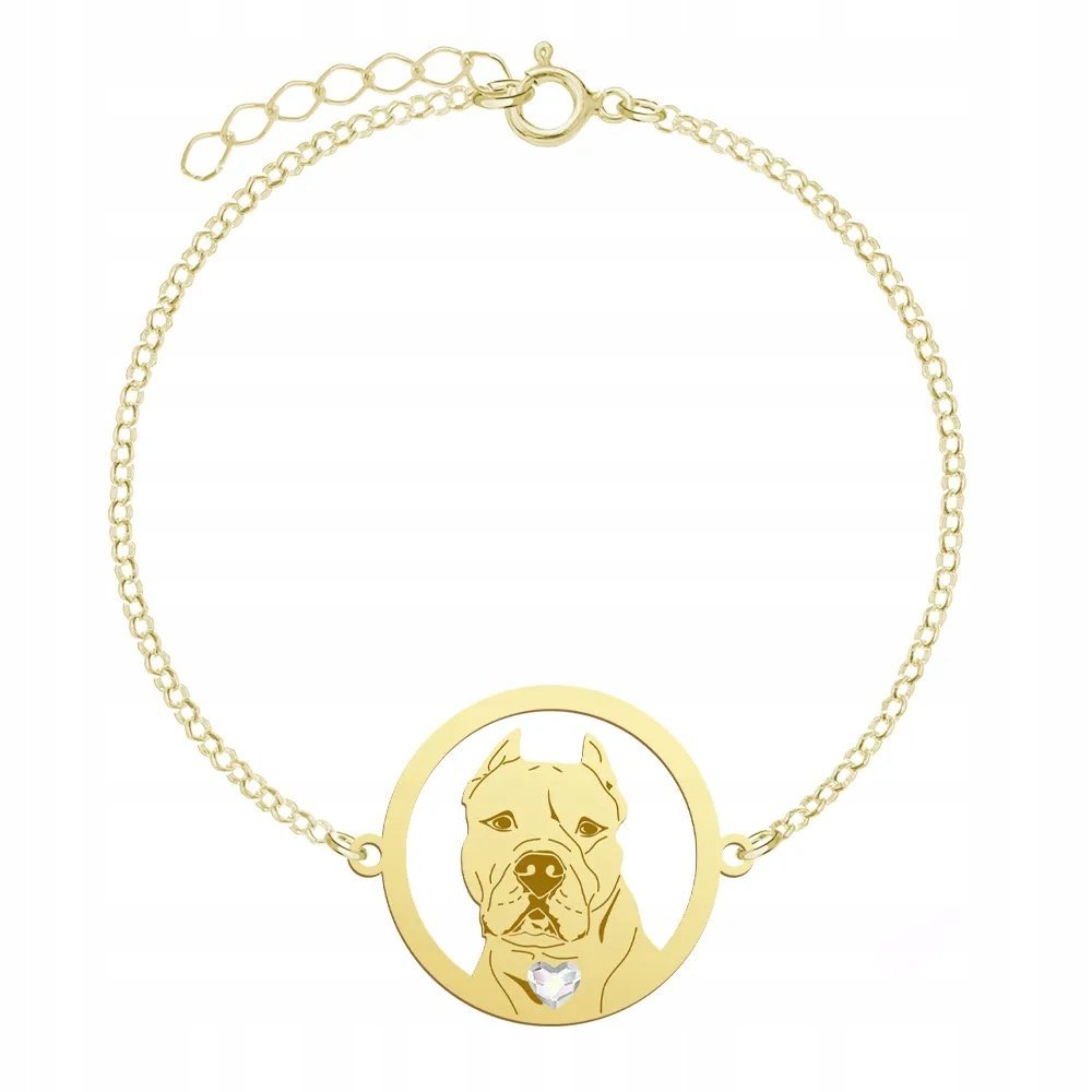 Bransoletka Złota z psem Dog Argentyński 925 Biżuteria Prezent GRAWER