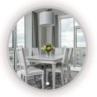 Lustra - LUSTRO ŁAZIENKOWE PODŚWIETLANE OKRĄGŁE SREBRNE 60 CM Włącznik led na Dotyk - miniaturka - grafika 1