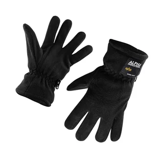 rękawiczki zimowe ALPHA INDUSTRIES - LABEL FLEECE BLACK-S/M - Rękawiczki - miniaturka - grafika 1
