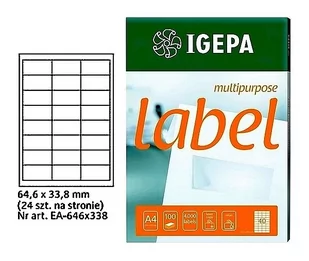 Igepa Etykiety samoprzylepne 64,6 x 33,8 mm (24 Etykiety / str.) (EA-646X338) - Etykiety do drukarek - miniaturka - grafika 1