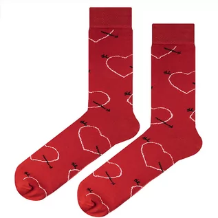Skarpetki męskie - Skarpety walentynkowe czerwone w serca EM 7 - EM Men's Accessories - grafika 1