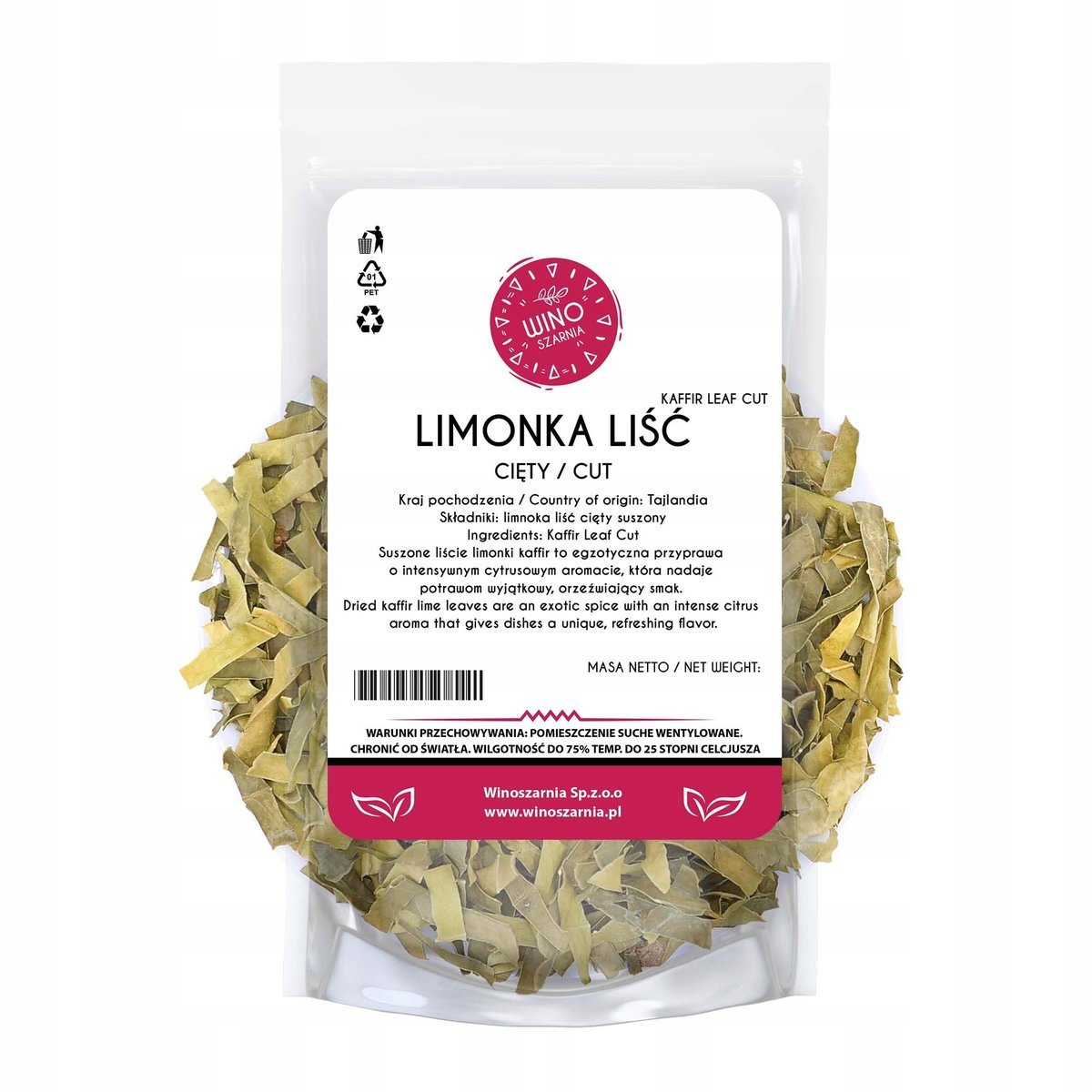 Liść Limonki Cięty Kaffir Suszony - 25g Kaffir Jadalne Liście Limonka