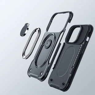 Joyroom Dual Hinge etui iPhone 14 pancerny pokrowiec z podstawką uchwytem ring holder czarne - Etui i futerały do telefonów - miniaturka - grafika 5