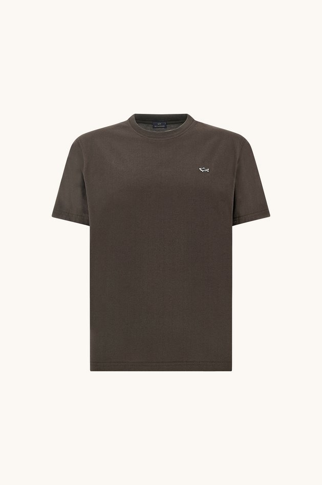 T-shirt in bawełna jersey męskie brązowy