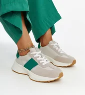 Sneakersy damskie - Szaro-zielone skórzane sneakersy Ganim-36 - miniaturka - grafika 1
