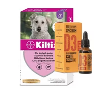 Artykuły przeciw pasożytom - Bayer BAYER Kiltix Obroża dla psów dużych dł 70cm + olej konopny witamina D3 Forte 30ml dla ludzi) 56095-uniw - miniaturka - grafika 1