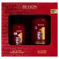 Zestawy kosmetyków damskich - Revlon Uniq One Gift Pack, zestaw do pielęgnacji włosów szampon i odżywka bez spłukiwania, nawilża, wzmacnia, oczyszcza - miniaturka - grafika 1