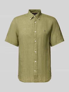 Koszule męskie - Koszula lniana o kroju regular fit z kołnierzykiem typu button down - grafika 1