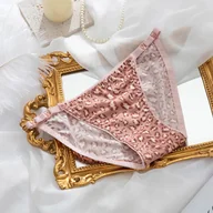 Majtki damskie - Figi w panterkę - Różowy - miniaturka - grafika 1