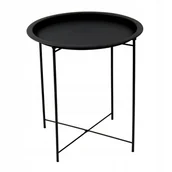 Ławy i stoliki kawowe - Stolik kawowy okrągły Salon Balkon taras z tacą czarny metalowy TAB160B - miniaturka - grafika 1