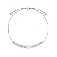 Bransoletki - Akwamaryn i kamień księżycowy na sznurku bransoletka zodiakalna Ryby - Manoki - miniaturka - grafika 1