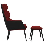 Fotele - Lumarko Fotel z podnóżkiem, winna czerwień, tkanina i sztuczna skóra! - miniaturka - grafika 1