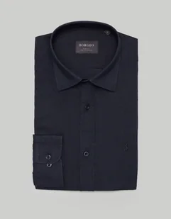 koszula lentane 00477 długi rękaw granatowy slim fit - Koszule męskie - miniaturka - grafika 1