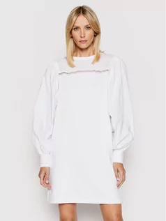 Sukienki - Karl Lagerfeld LAGERFELD Sukienka codzienna Fabric Mix Sweat 211W1360 Biały Regular Fit - grafika 1
