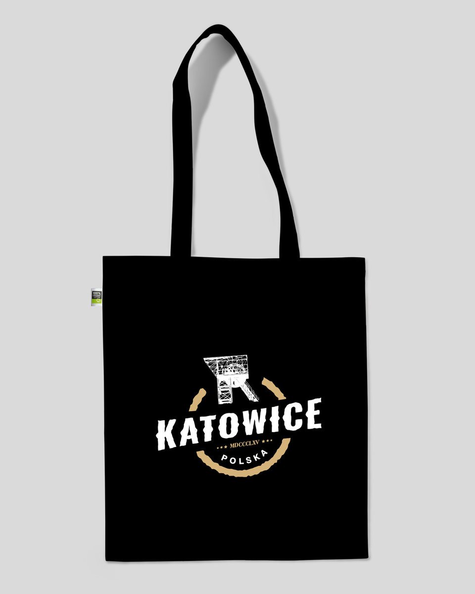 torba bawełniana na prezent na zakupy KATOWICE Czarny