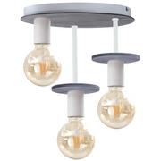 Lampy sufitowe - KET Plafon LAMPA sufitowa okrągła OPRAWA metalowa loftowe OPRAWKI na żarówki szare KET272 - miniaturka - grafika 1