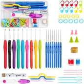 Pasmanteria - Zestaw do szydełkowania 62 el. szydełka do szydełkowania znaczniki akcesoria - miniaturka - grafika 1