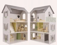 Domki dla lalek - Domek dla lalek drewniany mebelki 70cm szary - miniaturka - grafika 1