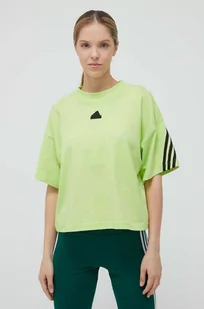 adidas t-shirt bawełniany kolor zielony - Koszulki sportowe damskie - miniaturka - grafika 1