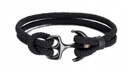 Bransolety męskie - Nowa, męska bransoleta kotwica - survivalowy styl, długość 19 cm, czarna - miniaturka - grafika 1