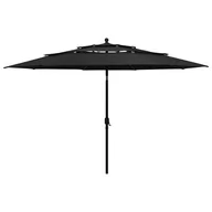 Parasole ogrodowe - vidaXL 3-poziomowy parasol na aluminiowym słupku, czarny, 3,5 m vidaXL - miniaturka - grafika 1