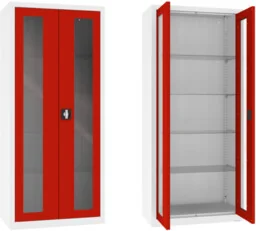 NSML.112.9010.3020 szafa lekarska 2-skrzydłowa 1-komorowa biało-czerwona - Meble i wyposażenie gabinetów medycznych - miniaturka - grafika 1