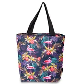 Torby sportowe - Torba damska, shopper z motywem kwiatów i flamingów Semi Line - miniaturka - grafika 1