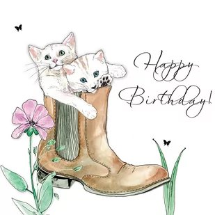 Karnet Swarovski kwadrat Urodziny koty w bucie - Kartki okolicznościowe i zaproszenia - miniaturka - grafika 3