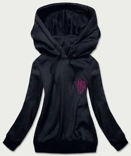 KRÓTKA BLUZA DRESOWA DAMSKA GRANATOWA (26013) - J.STYLE - Bluzy damskie - miniaturka - grafika 1