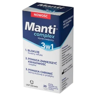Manti Complex Wyrób medyczny tabletki do rozgryzania i żucia 3w1 20 x 1 g - Witaminy i minerały - miniaturka - grafika 1