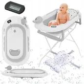 Wanienki dla dzieci - PRIMABOBO Wanienka składana OLA ZE STOJAKIEM, wanna, termometr, poduszka - miniaturka - grafika 1
