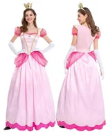 Stroje karnawałowe - Strój Sukienka Księżniczka Peach Mario Cosplay Karnawał S / M 170 / 176 Cm - miniaturka - grafika 1