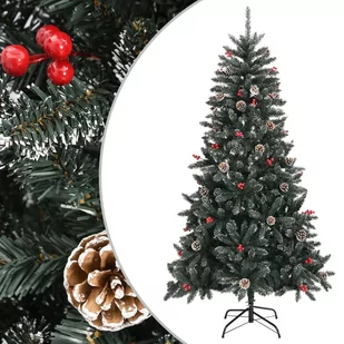 vidaXL Sztuczna choinka ze stojakiem, zielona, 180 cm, PVC - Choinki - miniaturka - grafika 1