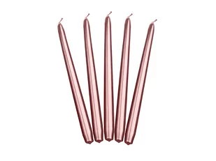 Party Deco Świeca stożkowa metaliczna różowe złoto - 24 cm - 10 szt. SKMET-019R - Świece - miniaturka - grafika 1
