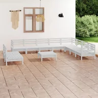 Meble ogrodowe - vidaXL 11-cz zestaw wypoczynkowy do ogrodu drewno sosnowe biały 3083140 - miniaturka - grafika 1