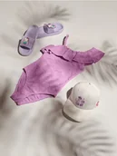 Stroje kąpielowe dla dziewczynek - Reserved - Strój kąpielowy z falbanką - fioletowy - miniaturka - grafika 1