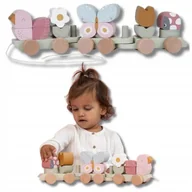 Klocki - Puzzle Drewniane Pociag Kolejowy Z Kształtami Wtykowymi Kwiaty i Motyle - miniaturka - grafika 1