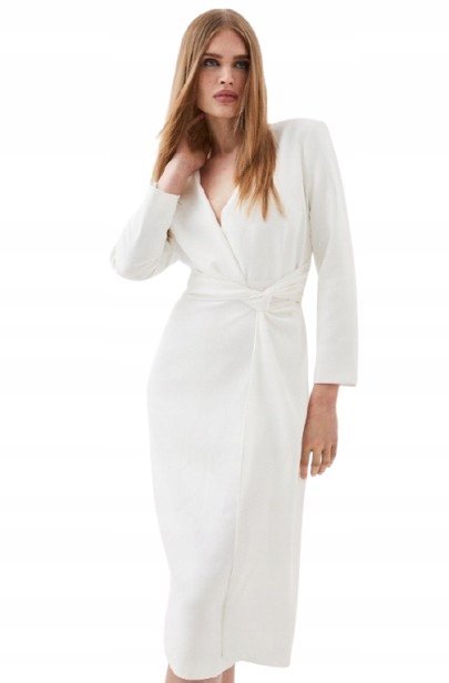 KAREN MILLEN SUKIENKA ELEGANCKA MIDI BIAŁA 40 Y1E
