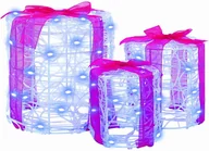 Ozdoby bożonarodzeniowe - vidaXL Dekoracja Pudełka Prezentowego 3 pcs Niebieski 20 x 20 x 21 cm - miniaturka - grafika 1