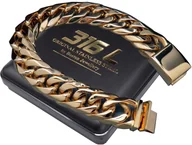 Bransolety męskie - MEGA GRUBA ZŁOTA BRANSOLETA MĘSKA STAL 316L 19 mm - miniaturka - grafika 1