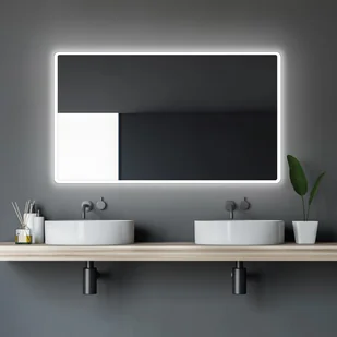 Lustro łazienkowe z oświetleniem TALOS Moon LED 120x70 cm - odporne na wilgoć dzięki aluminiowej ramie - jasny, neutralny biały kolor - Lustra - miniaturka - grafika 1