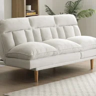 Sofy i kanapy - Kanapa rozkładana 3-osobowa z beżowej tkaniny PALOBU - miniaturka - grafika 1