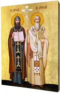 Ikony i obrazy sakralne - Ikona złocona święci Cyryl i Metody - miniaturka - grafika 1