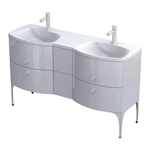 ORiSTO Szafka wisząca LOUIS 144 cm BIAŁY POŁYSK z umywalką LOUIS 144 cm BIAŁY POŁYSK 2xOR50-SD2S-62-1 + OR50-SD2S-24-1 + UME-LU-144-92-D- - Szafki łazienkowe - miniaturka - grafika 1