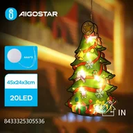 Ozdoby bożonarodzeniowe - Dekoracja świąteczna Aigostar Zawieszka świąteczna na okno na baterie z przyssawką w kształcie choinki, duża, Zawieszka na baterie z przyssawką w kształcie choinki, duża, - miniaturka - grafika 1