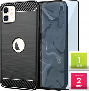 Hello Case ETUI DO IPHONE 11 PANCERNE KARBON CASE CZARNE OBUDOWA SZKŁO HARTOWANE - Etui i futerały do telefonów - miniaturka - grafika 1
