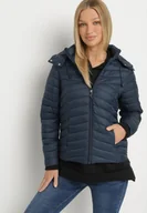 Kurtki damskie - Granatowa Pikowana Kurtka Przejściowa z Kapturem Suritta - miniaturka - grafika 1