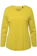 Koszulki i topy damskie - Ulla Popken Damska koszulka z długim rękawem, zielony musztardowy, 50/52 - miniaturka - grafika 1